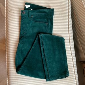 J. Crew stretch velour forest green velour pants 27